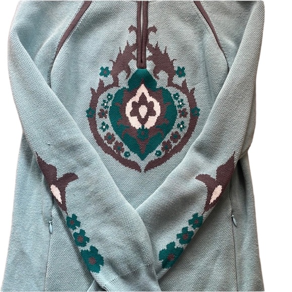 Aqua Green Half Zip Knit Sweater - Picture 4 of 11